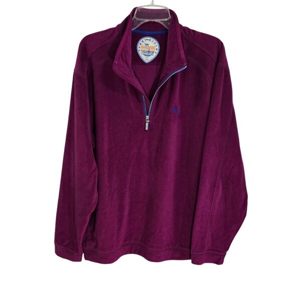 Tommy Bahama Mens Purple 1/4‎ Zip Pullover Paradise Tech Sweatshirt Size XL - Picture 1 of 8